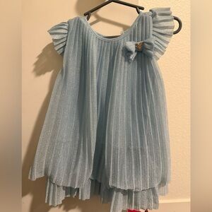 Mayoral Sky Blue Sparkle Dress with Heart Charm